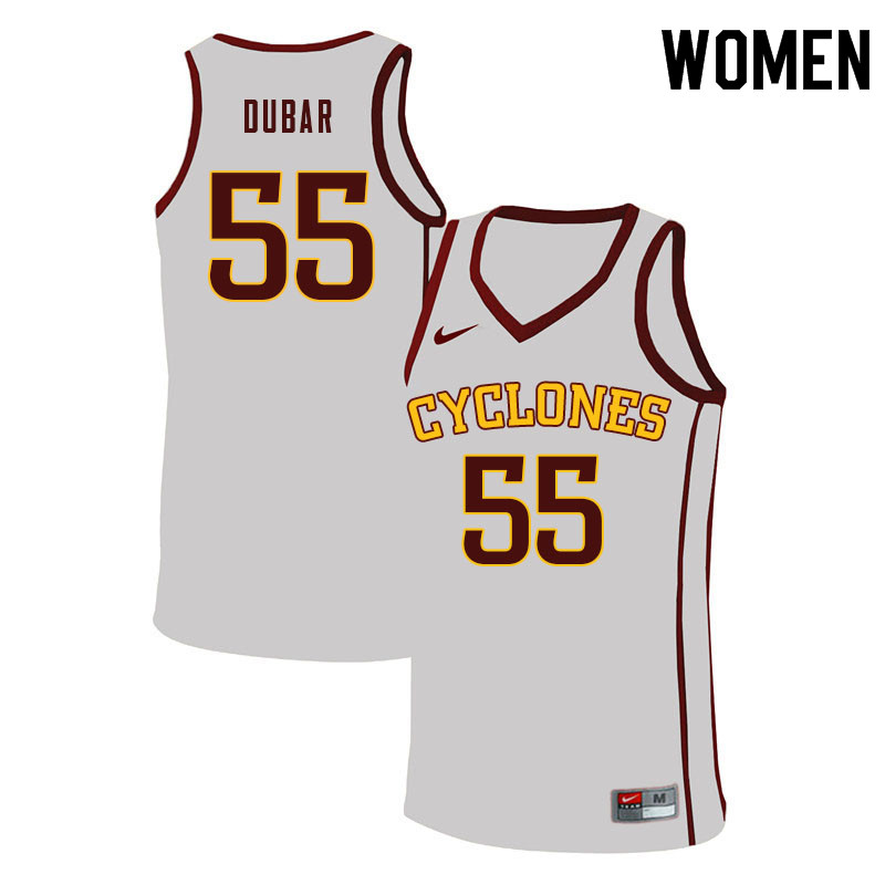 Women #55 Darlinstone Dubar Iowa State Cyclones College Basketball Jerseys Sale-White